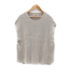 ココディール COCO DEAL ニットベスト ミドル丈 ラウンドネック 無地 スリット 2 ベージュ /SY46