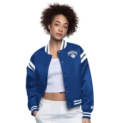 スターター レディース アウター ジャケット・ブルゾン サテン Womenstarter BlueWhite New Yorknicks Full Count Satin FullSnap Varsiのサムネイル