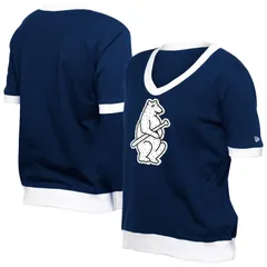 ニューエラ レディース トップス Tシャツ Vネック Womens New Era Navy Chicago Cubs Game Day Rhinestone VNeck TShirt Cub Navy ネイビー