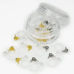 【在庫セール】ノンホールピアス 樹脂 パーツ カン付き イヤリング セット ゴールド ステンレス DIY ハンドメイド 10ペア20個