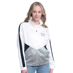カール バンクス レディース アウター ジャケット・ブルゾン Womens GIII Sports by Carl Banks WhiteNavy New York Yankees Rally Rhinestone Raglan FullZip Track J