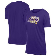 뉴엘라 여성 탑스 티셔츠 Womens New Era Purple Los Angeles Lakers Glam Game Flower TShirt Lak Purple 파