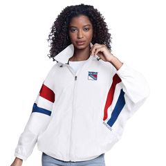 칼 뱅크스 레이디스 아우터 재킷 블루존 파커 Womens GIII Sports by Carl Banks White New York Rangers Game News Oversized FullZip Hoodie Jac
