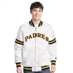スターター メンズ アウター ジャケット・ブルゾン Menstarter White San Diego Padres Cooperstown Scout FullSnap Varsity Jackeのサムネイル