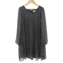 ロペピクニック ROPE Picnic ワンピース ミニ丈 長袖 ラウンドネック 花柄 マルチカラー 38 M ブラック 黒 /YM12