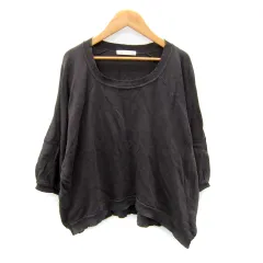 スタディオクリップ Studio Clip カットソー 七分袖 ラウンドネック 無地 オーバーサイズ チャコールグレー /SY12