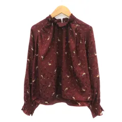 リリーブラウン Lily Brown ブラウス シャツ 長袖 ハイネック 総柄 F マルチカラー ボルドー /YK37
