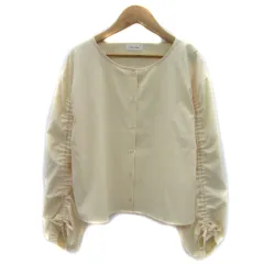 アンブルネージュ Ambre Neige シャツ ブラウス 長袖 ラウンドネック 無地 リボン F ベージュ /YS36