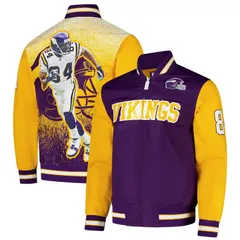 ミッチェルネス メンズ アウター ジャケット・ブルゾン サテン Mens Mitchell Ness Randy Moss Purple Minnesota Vikings Retired Playeのサムネイル