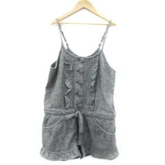 アクシーズファム axes femme オールインワン コンビネゾン ショートパンツ ヘリンボーン柄 リボン ウール混 M ブラック 黒 /YM19