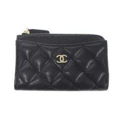 CHANEL シャネル マトラッセ シャイニーグレインド キャビアスキン クラシックジップ フラグメントカードケース  ブラック