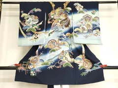 平和屋着物[]お宮参り　男の子　祝着　産着　初着　のしめ　刺繍　兜　吉祥松文　暈し染め　金糸　金彩　逸品　AABG3231ja