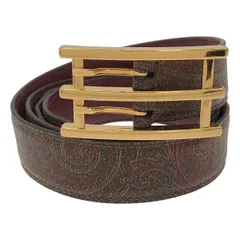 ETRO エトロ Eバックルペイズリーレザーベルト  ブラウン系 42/105のサムネイル