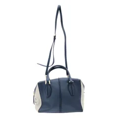 TOD’S トッズ D-CUBE バイカラーレザーショルダーバッグ  ネイビー