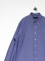 【RALPH LAUREN】90-00s L/S ギンガムチェックシャツ 17 ラルフローレン ビックサイズ 古着