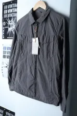 (M) インターメッツォ ジップアップ ウィンドブレーカー アウター ジャケット 新品 軽量 チャコール-1785A