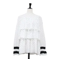 BORDERS at BALCONY ボーダーズアットバルコニー ブラウス ホワイト 白 サイズ:36(S) | 21春夏 ドット ティアード ブラウス | プルオーバー 長袖 スタンドネック ギャザー フリル シアー【レディース】【中古】のサムネイル