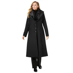 ジェシカロンドン レディース アウター ジャケット・ブルゾン プラスサイズ ウール コート Jessica London Womens Plusize Long Woolblend Coat With Faux Fur Collar Black ブラック