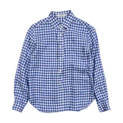 リネン100% MACPHEE マカフィー トゥモローランド ギンガムチェック柄 長袖シャツ 38/ブルー系 レディース