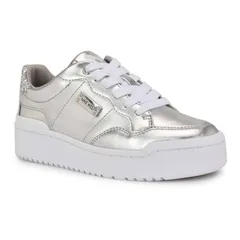 ナインウェスト レディース シューズ スニーカー プラットフォーム レース Nine West Aleno LaceUplatform Womens Casual Sneakersilver シルバーのサムネイル