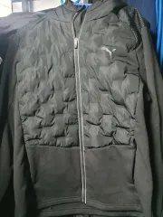 プーマ ブラック ダウン フード ジップアップ L