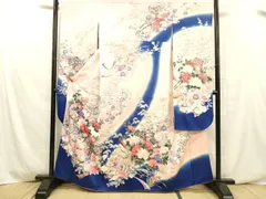 平和屋着物■豪華振袖　駒刺繍　御所車草花文　暈し染め　金彩　正絹　逸品　DABD6614cm