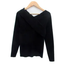 アズールバイマウジー AZUL by moussy ニット カットソー Vネック 長袖 無地 S 黒 ブラック /HO4