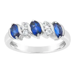 Gemminded レディース アクセサリー リング Gemminded Sterling Silver LabCreated Sapphire LabCreated White Sapphire Ring Sterling ホワイト
