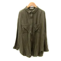 スタディオクリップ Studio Clip カジュアルシャツ 長袖 無地 オーバーサイズ L カーキ /SY4