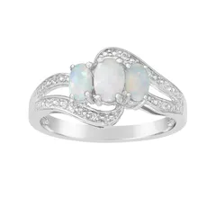 Gemminded レディース アクセサリー リング Gemminded Sterling Silver LabCreated Opal LabCreated White Sapphire Ring Sterling Silver シルバー