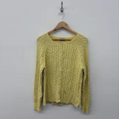 L.L.Bean ケーブル編み ニット カーディガン イエロー レディース XL