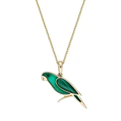 Gemminded レディース アクセサリー ネックレス・チョーカー・ペンダントトップ レース Gemminded 18k Gold over Sterling Silver Green Onyx Malachite Bird Pendant Necklace