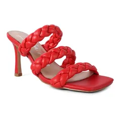 ロンドンラグ レディース シューズ パンプス サンダル ヒール London Rag High Bae Womens Pointed Heel Braided Sandals Red レッド