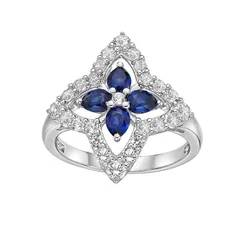 Gemminded レディース アクセサリー リング Gemminded Sterling Silver LabCreated Sapphire LabCreated White Sapphire Staring Sterling ホワイト