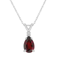 Celebration Gems レディース アクセサリー ネックレス・チョーカー・ペンダントトップ レース Celebration Gems 14k Gold Pear Shaped Garnet Diamond Accent Pendant Necklac