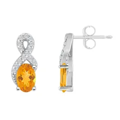 Celebration Gems レディース アクセサリー ピアス・イヤリング Celebration Gemsterling Silver Citrine White Topaz Accent Oval Drop Earringsterling ホワイト