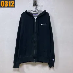 95 Champion 黒 フード ジップアップ ジャケット アウター M