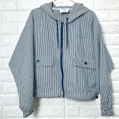 Champion ストライプ フードジップアップ ジャケット M レディース L
