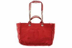 シャネル CHANEL 2WAY LARGE SHOPPING BAG RED ラージ ショッピングバッグ キャンバス ココマーク チェーン トートバッグ レッド 【ブランド古着ベクトル】【中古】☆AA★●▲250323