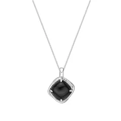 Gemminded レディース アクセサリー ネックレス・チョーカー・ペンダントトップ レース Gemminded Sterling Silver Black Onyx CushionCut Pendant Necklace Sterling Silver シ