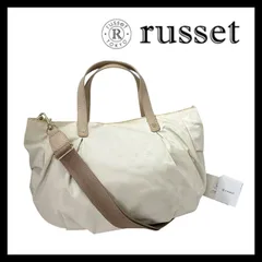 【russet】2WAY バッグ ナイロン オフホワイト/白 モノグラム ロゴ 総柄 親子トートバッグ ショルダーバッグ ハンドバッグ ラシット (SER-7426⑪)