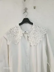 レースBIGカラー白ブラウス66