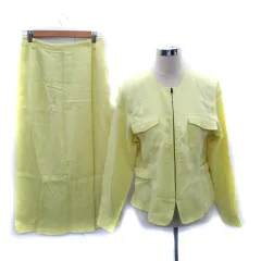 コルディア CORDIER セットアップ 上下 ノーカラージャケット ミドル丈 ラップスカート マキシ丈 ロング丈 42 XL 大きいサイズ 黄 イエロー /SM9のサムネイル