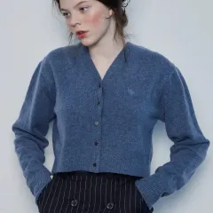 ラブイズトゥルー カーディガン IN CROP KNIT CARDIGAN (BLUE)