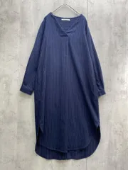 KBF ケービーエフ ストライプ Vネック バック比翼仕立て ワンピース sizeOne/ネイビー ◇■レディース