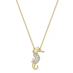Gemminded レディース アクセサリー ネックレス・チョーカー・ペンダントトップ レース Gemminded 10k Goldiamond Accent Seahorse Pendant Necklace 10k Gold ゴールド