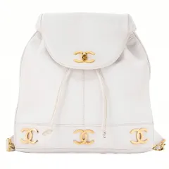 CHANEL シャネル ショルダーバッグ リュック トリプルココ ターンロック キャビアスキン 白 ゴールド金具 レディースバッグ  ブランド【中古】【送料無料】