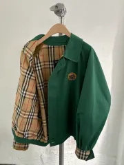 BURBERRY バーバリー クレスト ロゴ ノヴァチェック グリーン カラー コットン ハリントン ジャケット