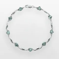 Gemminded レディース アクセサリー ブレスレット・バングル・アンクレット Gemminded Sterling Silver LabCreated Aquamarine andiamond Accent Heart Bracelet Aqua アクア