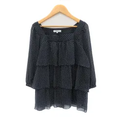 ナチュラルビューティーベーシック NATURAL BEAUTY BASIC ブラウス カットソー 七分袖 スクエアネック ドット柄 M 紺 ネイビー /YK12